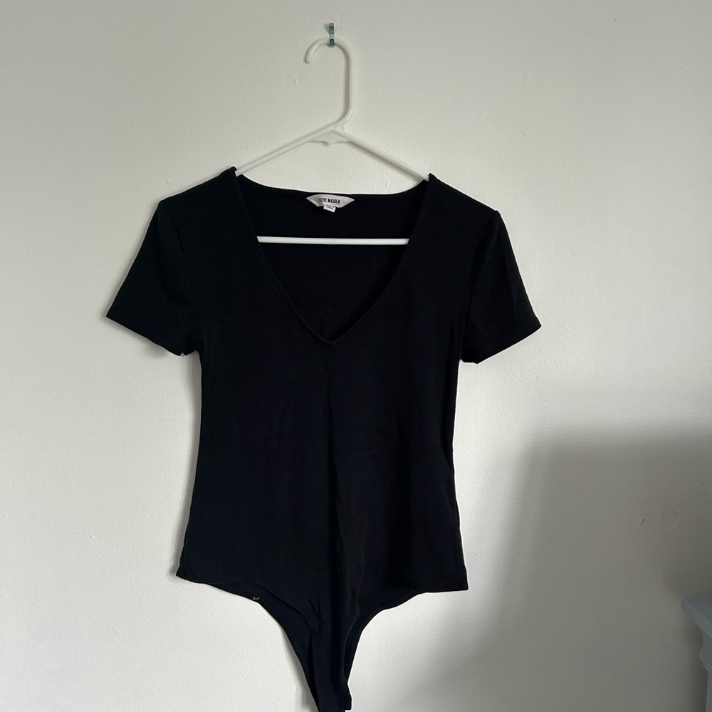 Steve Madden Classic Black Short Sleeve Bodysuit